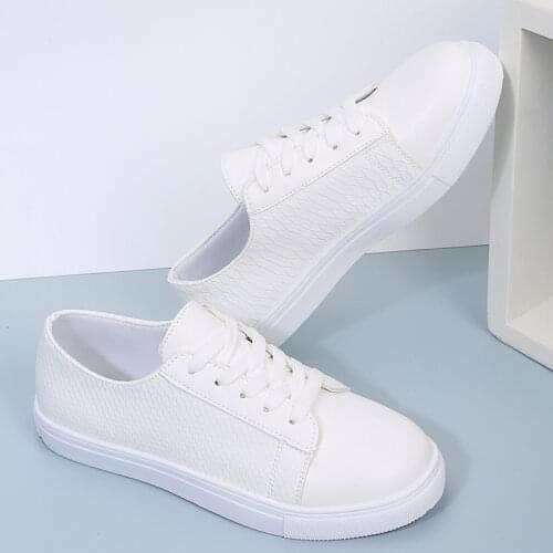 New Spring and Summer Lace-up White Shoes Women Flat Leather Shoes Female White Board Casual Shoes Women Sneakers(Ship in 2days)