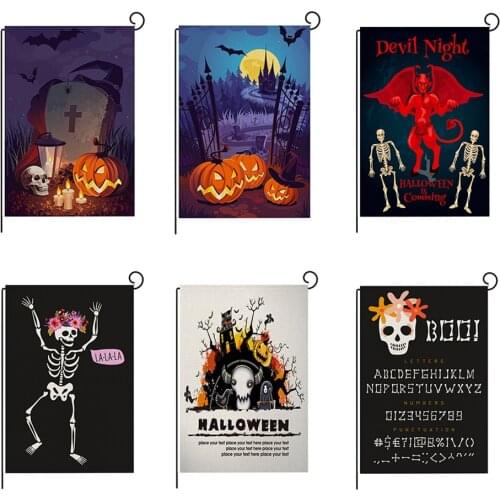 18 Styles Halloween Garden Flag Double-sided Flag house flag garden flag Halloween party Flags Hanging Yard Outdoor Decoration