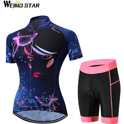 WEIMOSTAR Cycling Jersey Women Bicycle Jersey Shirts +Padded Shorts Cycling Clothing Sets MTB Mountain Bike Clothes Jersey Set