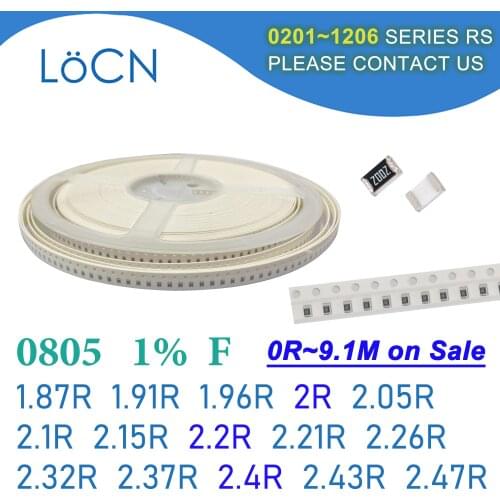 0805 1% 5000PCS SMD Resistor F 1.87R 1.91R 1.96R 2R 2.05R 2.1R 2.15R 2.2R 2.21R 2.26R 2.32R 2.37R 2.4R 2.43R 2.47R 2012 OHM