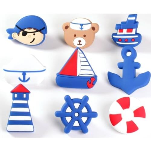 1PCS Cartoon Soft Rubber Cabinet Handles Nautical Series Knobs Style Children Room Drawer Door Pulls Furniture Hardware