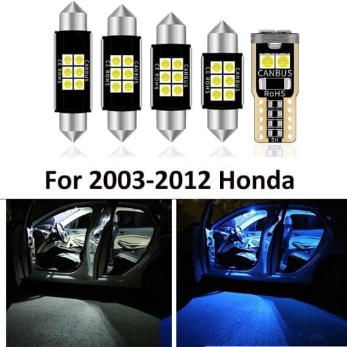 10pcs Car White Interior LED Light Bulb Package For Honda Accord 2003-2012 Map Dome License Lamp Car Interior Light Accessories
