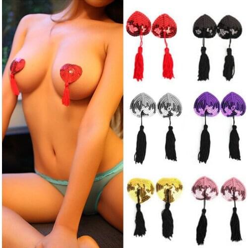 2pcs Sexy Women Toy Sequin Tassel Breast Bra Nipple Cover Pasties Stickers Petals
