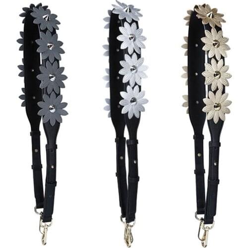 2020 Luxury Flower Women replacement straps leather shoulder belt bag handles handbags accessories parts for bags Gold STP222