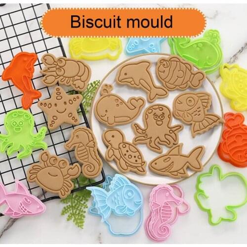 3D Cartoon Marine Animal Biscuit Mold Home Press Fondant Cake Chocolate Mould Cookie Cutter DIY Kitchen Baking Tool