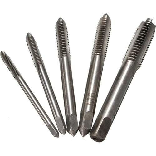 5PCS/Set Metric Spiral Point Machine Tap Hand Thread Tap, Bearing Steel Straight Fluted Plug Tap M3 M4 M5 M6 M8 Fast Tapping