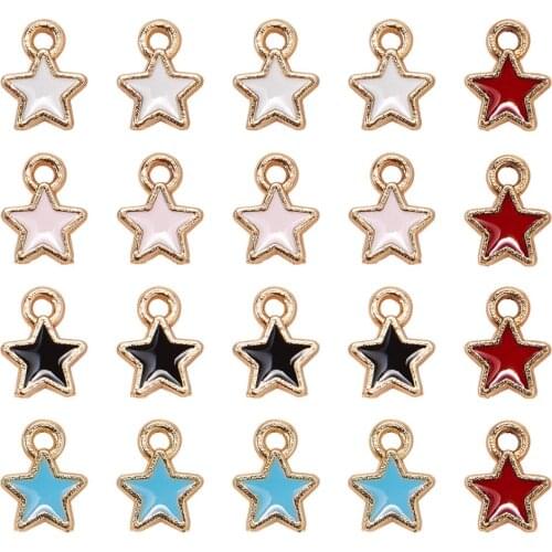 50Pcs Alloy Enamel Mini Star Charms Pendants for DIY Earrings Necklace Jewelry Making Accessories 9x6.8x1.4mm