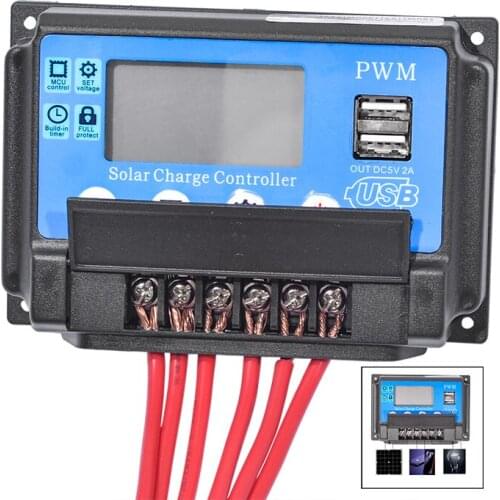 1Pc 60A 12V 24V Auto Solar Charge Controller Auto Work PWM With LCD Dual USB 5V Output Solar Cell Panel Regulator PV Home