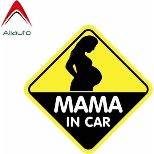 Aliauto Personality Car Sticker MAMA IN CARA Beautiful Pregnant Woman Reflective Decal Waterproof Sunscreen PVC,14cm*14cm