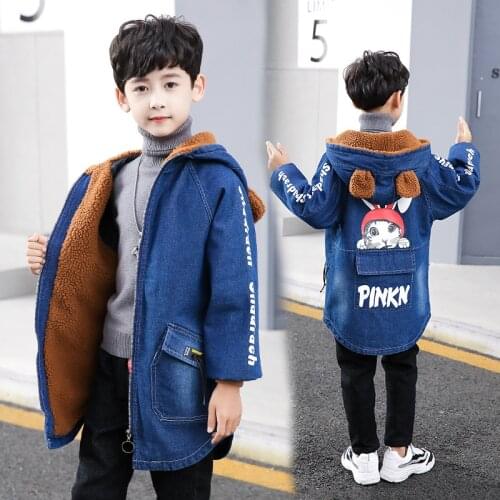 Jean Plus Velvet Warm Winter Spring Coat Outerwear Top Children Clothes Kids Costume Teenage Gift Plus Size Boy Clothing High Qu