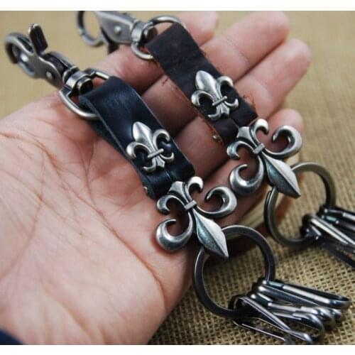 Genuine leather retro keychain key holder waist hanging key chain sleutelhanger high qualiry key ring llaveros hombre