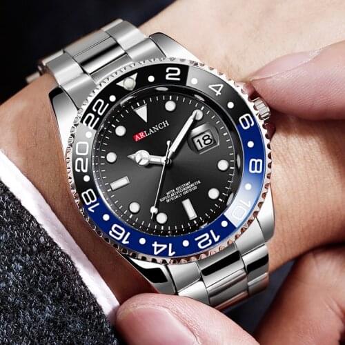 2020 ARLANCH Men Quatrz Watch Sport Diver Mens Watches Top Brand Luxury Waterproof Full Steel Gold Clock Men Relogio Masculino
