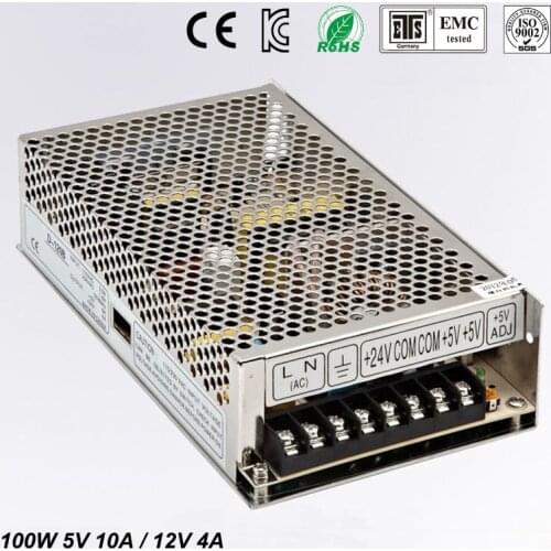 Double sortie de commutation d'alimentation 5V 10A 12V 4A100 W ac a dc alimentation ac dc convertisseur 220 v a 24 v 5 vOEM/ODM