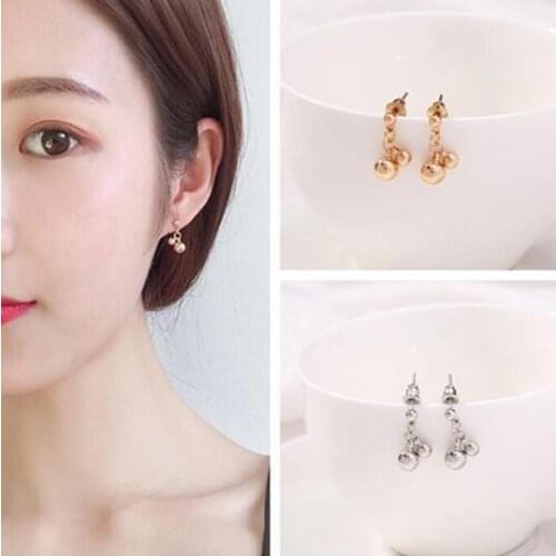 Ex329 Korean version fashion simple personality alloy geometric small round ball earrings Womens Jewelry Accessories 1 pair