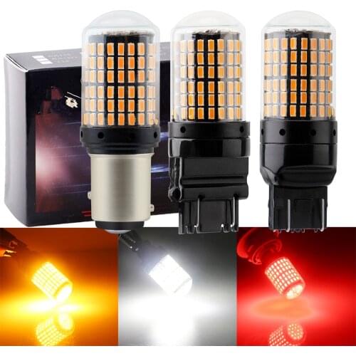 4pcs 2pcs Turn Signal Parking lights 1156 Ba15s T20 SMD3014 144leds No Hyper Flash Lights Auto Car Light Bulbs P21W W21W PY21W