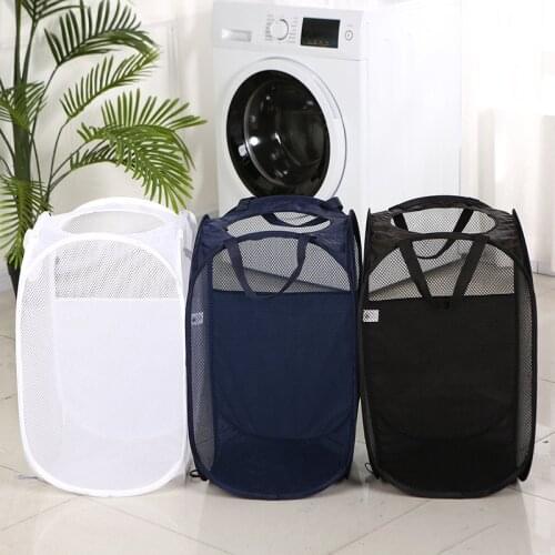 Storage Baskets Laundry Clothes Laundry Basket Bag Foldable Pop Up Easy Open Mesh Laundry Clothes Hamper Basket for College Dorm