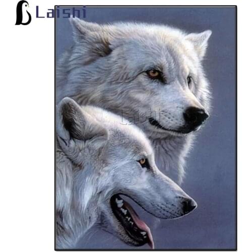 5d diy painting full square round drill White wolf, companion diamond painting mosaic embroidery diamond cross stitch home decor