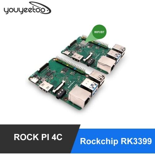 ROCK PI 4C Rockchip RK3399 4GB LPDDR4 Mali T860MP4 SBC/Single Board Computer fit with Official Raspberry Pi Display /Android 10