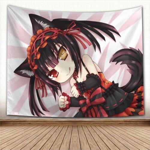 Beautiful Date A Live Girl Tapestry Wall Hanging Wall Fabric Tapestry Art Home Decoration Sleeping Pad Wall Carpets Dorm Decor