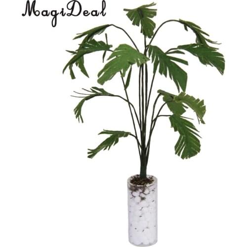 1:12 Scale Dollhouse Miniature Green Banana Tree W Vase Home Garden Living Room Plant Room Yard Decor Kids Role Play Toy