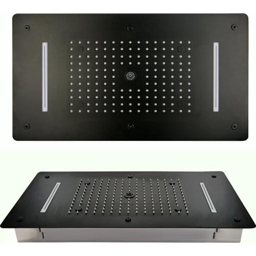 2021 Black LED Ceiling Shower Head 700*380mm Luxury Bathroom Embedded Shower Massage Rainfall Waterfall Bubble Misty Stainless