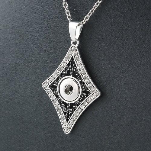 New Fashion Jewelry Xinnver Snap Buttons Necklaces Link Chain 55CM With Crystal Pendant Fit DIY 12MM Snap Buttons Jewlery ZG093