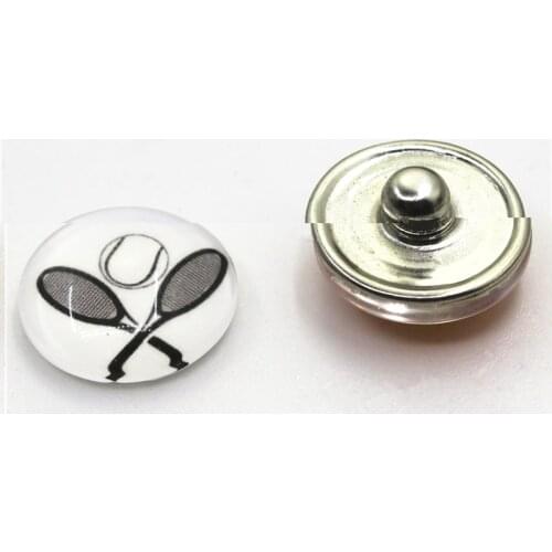 2018 New Arrive 10pcs/lot Tennis Snap Buttons fit 18mm Ginger snap Button Bracelet Pendant DIY Snap Jewelry Sport Charms