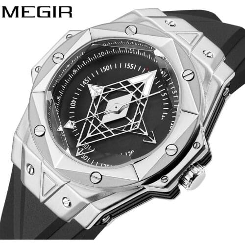 RUIMAS Irregular Dial New Men Fashion Military Sport Wristwatch Soft Silicone Strap Quartz 3D Stereo Male Relojio Zegarki Montre