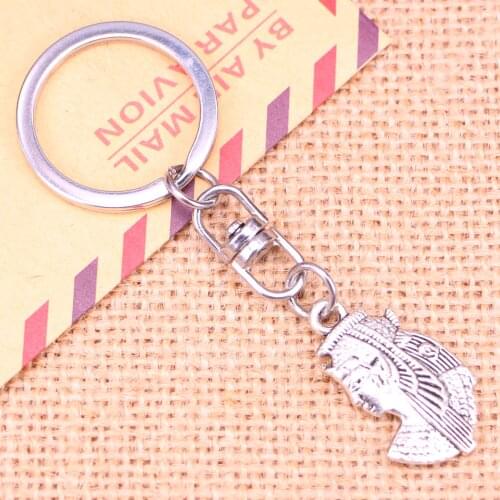 New Fashion Keychain 29*17 mm Egypt Cleopatra Pendants DIY Men Jewelry Car Key Chain Ring Holder Souvenir For Gift