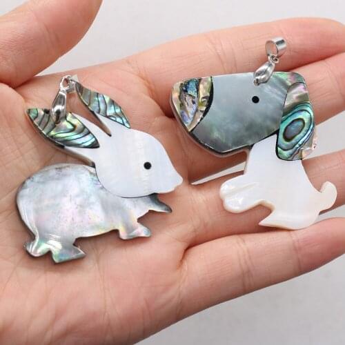 Natural Abalone Mother of Pearl Shell Charms Animal Lucky Rabbit Dog Pendant for Women Jewelry Making DIY Necklace Accessories