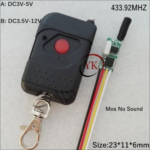 DC3.6V-DC12V Radio Receiver+Transmitter 3.7V 4.5V 5V 6V 9V 12V Remote Control Switch Mos Receiver no Sound Input Voltage Output