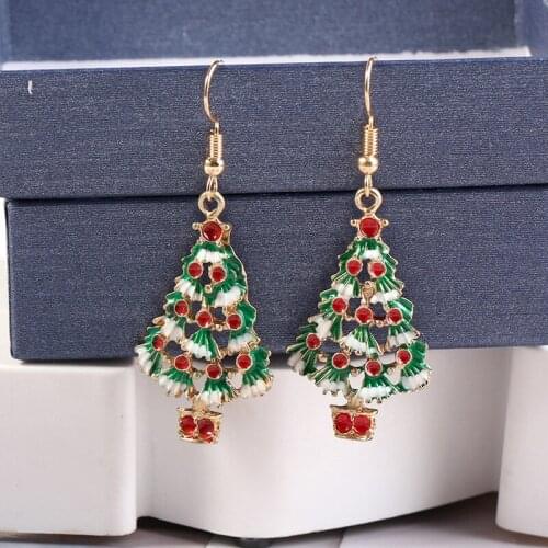 Christmas new personality simple and versatile earrings European and American fashion trend Christmas tree earrings gifts