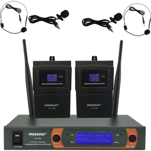 KV-22H2 VHF 2 Bodypack Wireless Microphone Family Party 2 Lapel 2 Headset microphone Wireless Karaoke Microphone System