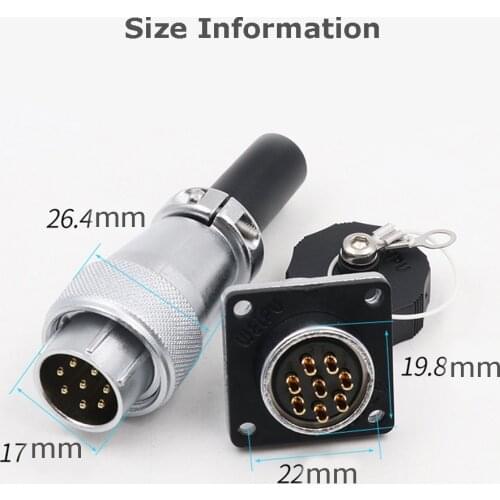 WEIPU WS20 IP67 Waterproof Solar M20 8 Pin Signal Connector Aviation 8Pin Adapter Screw Threaded Lock Male Plug Female Socket