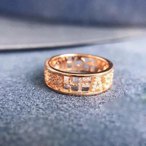 SLJELY Fashion Pure 925 Sterling Silver Rose Gold FUN Letters Finger Ring Micro Cubic Zirconia Stones Women Luxury Jewelry