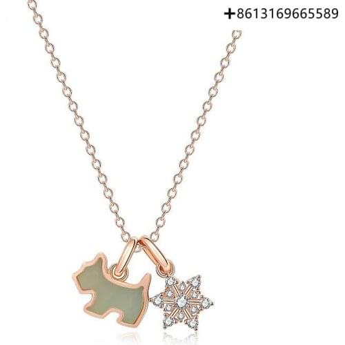 Fashion boutique new necklace female dog contracted small red pendant female 925 silver collarbone chain female