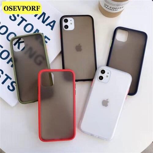 Hard PC Shell Frosted Mobile Phone Contrast Color Case Cell Back Cover Matte Capa for iPhone 11 12 Pro Max X XR 8 Clear Capinhas