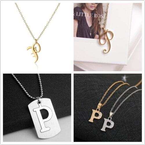1pcs Family mom name gift Initial Letter P monogram alphabet Stainless steel alloy 26 English word sign pendant Necklace jewelry
