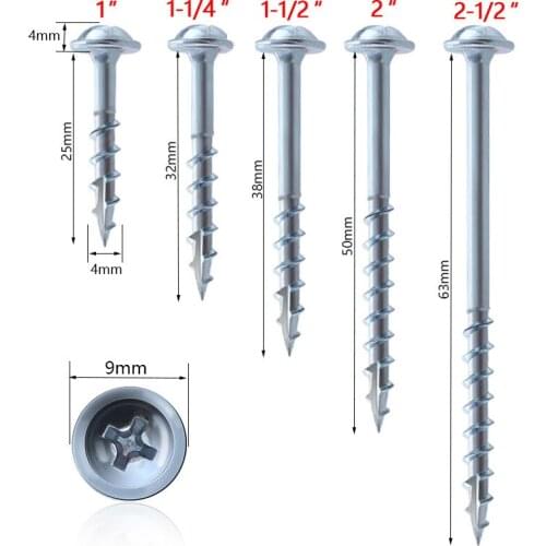 100Pcs Woodworking Screw Half-thread Self-tapping Oblique Hole Special Cross Screw Slotted Pocket Hole Fixture Woodworking Tool