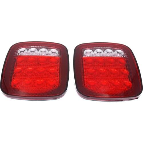 2Pcs 16LED Square Stop Turn Tail Backup Lamp Red/White Dual Colors Universal Marker Light for Jeep Wrangler JK TJ CJ YJ