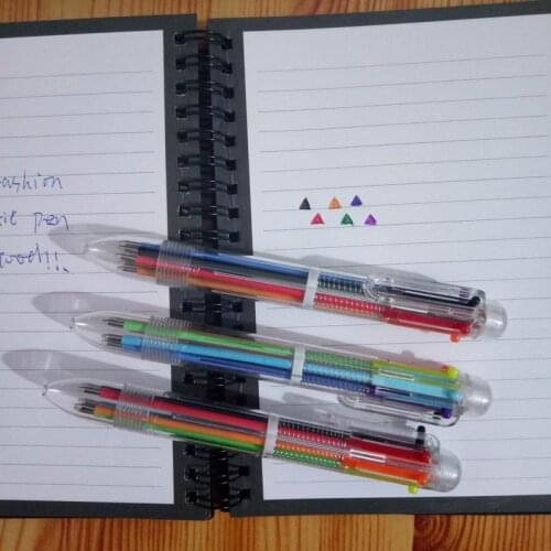 200 pcs New Creative Arrival Novelty Multicolor Ballpoint Pen Multifunction 6 in1 Colorful Stationery Creative School Supplies