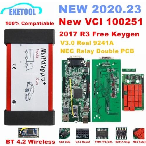[ES/PL Ship] 2017.3 Bluetooth Double PCB Green V3.0 Board NEC Relay Real 9241A Chip FTDI Multidiag Pro TCS For Car/Truck 2016.R1