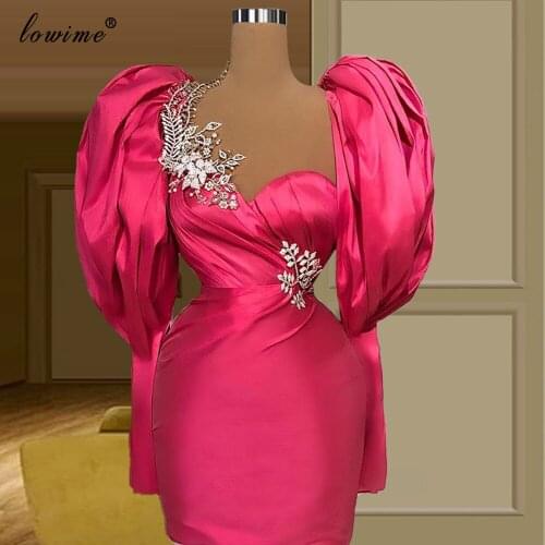 3 Designs Short Evening Dresses Mermaid Long Sleeves Evening Gowns Middle East Cocktail Party Dresses Evening Wear Vestidos