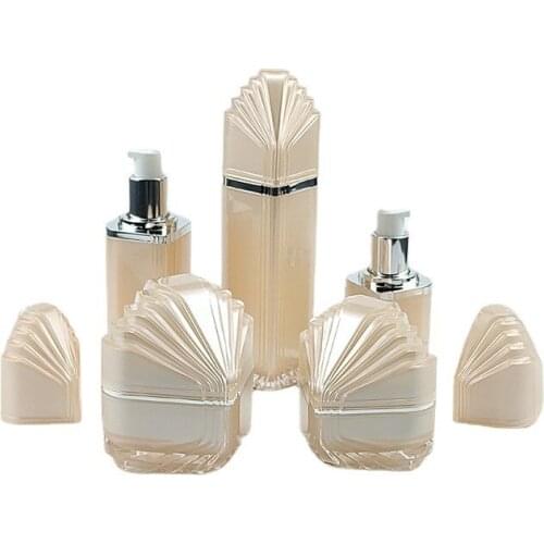 50Pcs 30/50g Shell Acrylic Refillable Travel Pot Jar and 30/50/100ml Pump Spray Bottle for Eye Shadow Makeup Facial Cream Lotion