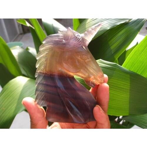 620g Natural Fluorite Quartz Crystal Unicorn Hippocampus Manual Carving healing