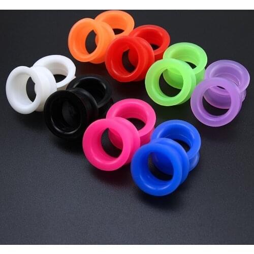 9 Pairs/Lot Mixed Colors Hollow Saddle Thick Silicone Ear Tunnels Flexible Flesh Plugs Gauges Sets Unisex Body Piercing Jewelry