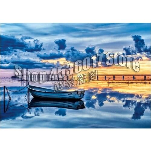 Diamond Embroidery 5D DIY Diamond Painting Boats Bridges Lakes & Rivers Sunset Cross Stitch Rhinestone Mosaic Home Decor Crafts