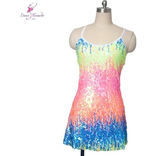 Colored Sequin Spandex Bodice Dance Skirt For Adult/Girl Jazz/Tap Dance Performance Stage Wear With Tutu