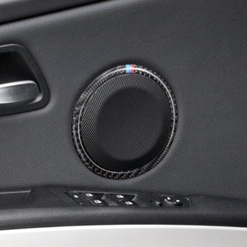 Carbon Fiber Car door Speaker Decorative Circle Sticker Loudspeaker Trim Car Styling For BMW E90 E84 X1 2005-2012 Accessories