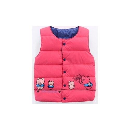 Autumn Spring Childrens Jackets Sweet Floral Down Cute Cotton Warm Boys Girls Vest Kids Waistcoat Baby Girl Clothes 3~8